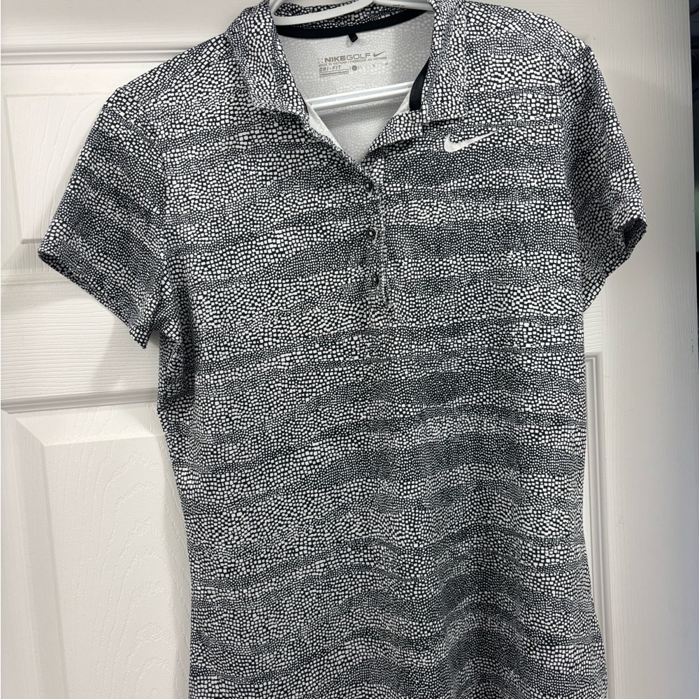 Nike Golf Dri-FIT Black and White Polo